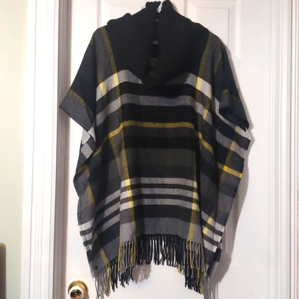 Fraas Tartan Cowl neck poncho NWT